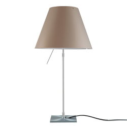 LUCEPLAN lampe de table ON/OFF COSTANZA D13i avec tige télescopique en aluminium et abat-jour MEZZO TONO NOISETTE