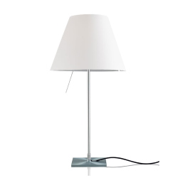 LUCEPLAN lampe de table ON/OFF COSTANZA D13if avec tige fixee en aluminium et abat-jour blanc