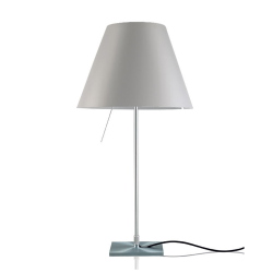 LUCEPLAN lampe de table ON/OFF COSTANZA D13if avec tige fixee en aluminium et abat-jour MEZZO TONO BLANC BROUILLARD