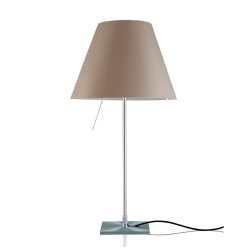 LUCEPLAN lampe de table ON/OFF COSTANZA D13if avec tige fixee en aluminium et abat-jour MEZZO TONO NOISETTE