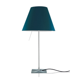 LUCEPLAN lampe de table ON/OFF COSTANZA D13if avec tige fixee en aluminium et abat-jour RADIEUSE BLEU PÉTROLE