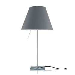 LUCEPLAN lampe de table ON/OFF COSTANZA D13if avec tige fixee en aluminium et abat-jour RADIEUSE GRIS BETON