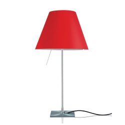 LUCEPLAN lampe de table ON/OFF COSTANZA D13if avec tige fixee en aluminium et abat-jour RADIEUSE ROUGE PRIMAIRE