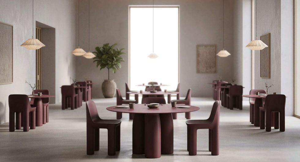 QEEBOO table ronde pour l'intérieur et l'extérieur TOTO avec plateau en HPL