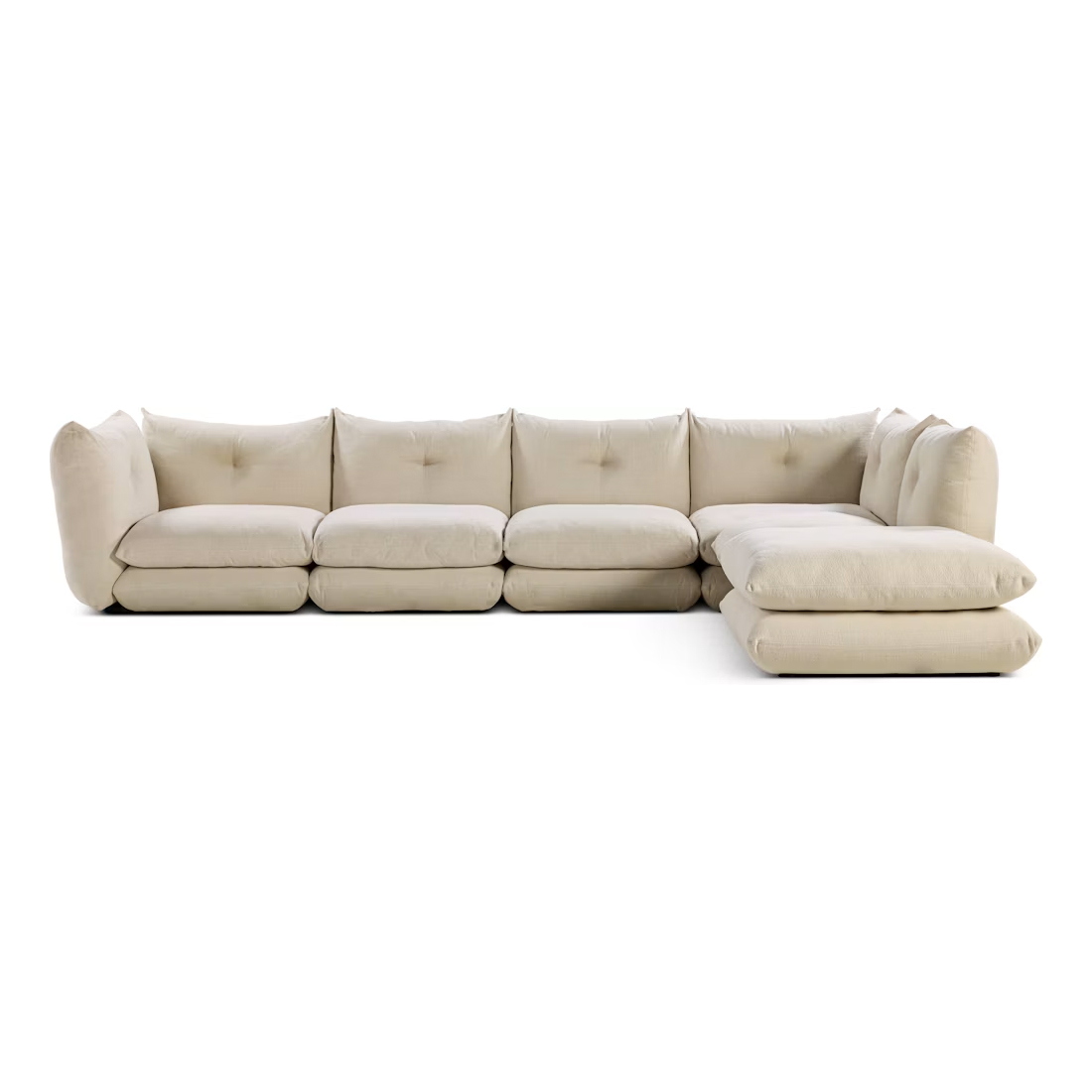 KNOLL canapé d’angle à 5 places avec pouf PILLO en tissu Cat. A
