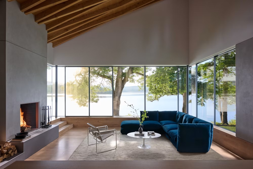 KNOLL canapé d’angle à 5 places avec pouf PILLO en tissu Cat. A