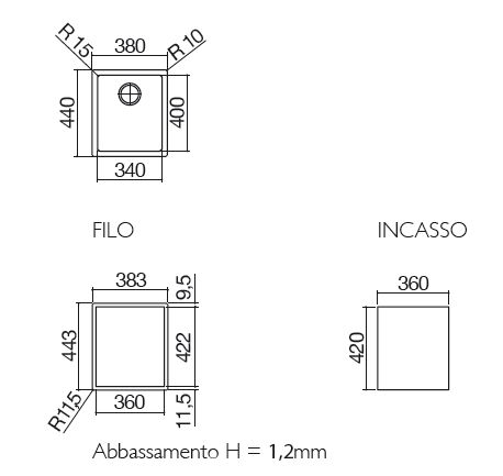 barazza lavello 1X3440I misure