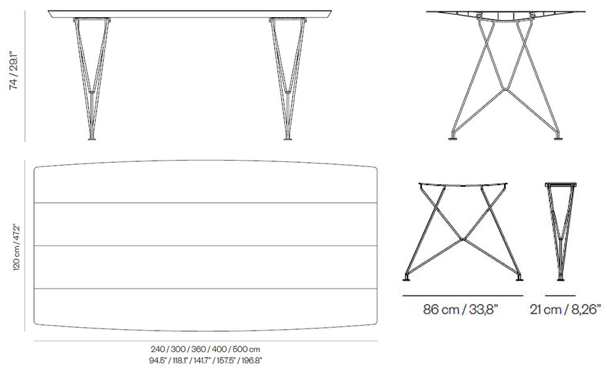BD Barcelona Design table b steel legs