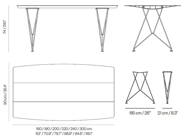 BD Barcelona Design table b steel legs