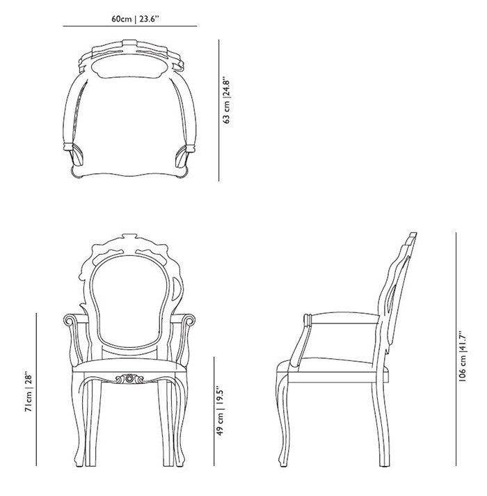 Moooi smoke dining  armchair misure