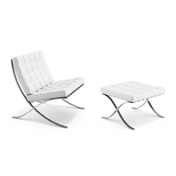 KNOLL fauteuil + repose-pied pouf ottoman BARCELONA BLANC