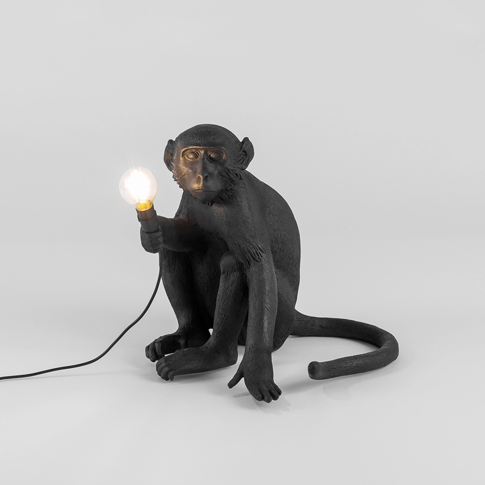 SELETTI lampe de table MONKEY LAMP à LED BLACK EDITION