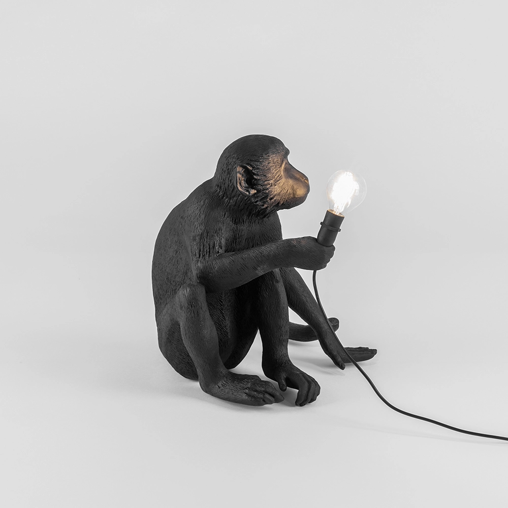 SELETTI lampe de table MONKEY LAMP à LED BLACK EDITION
