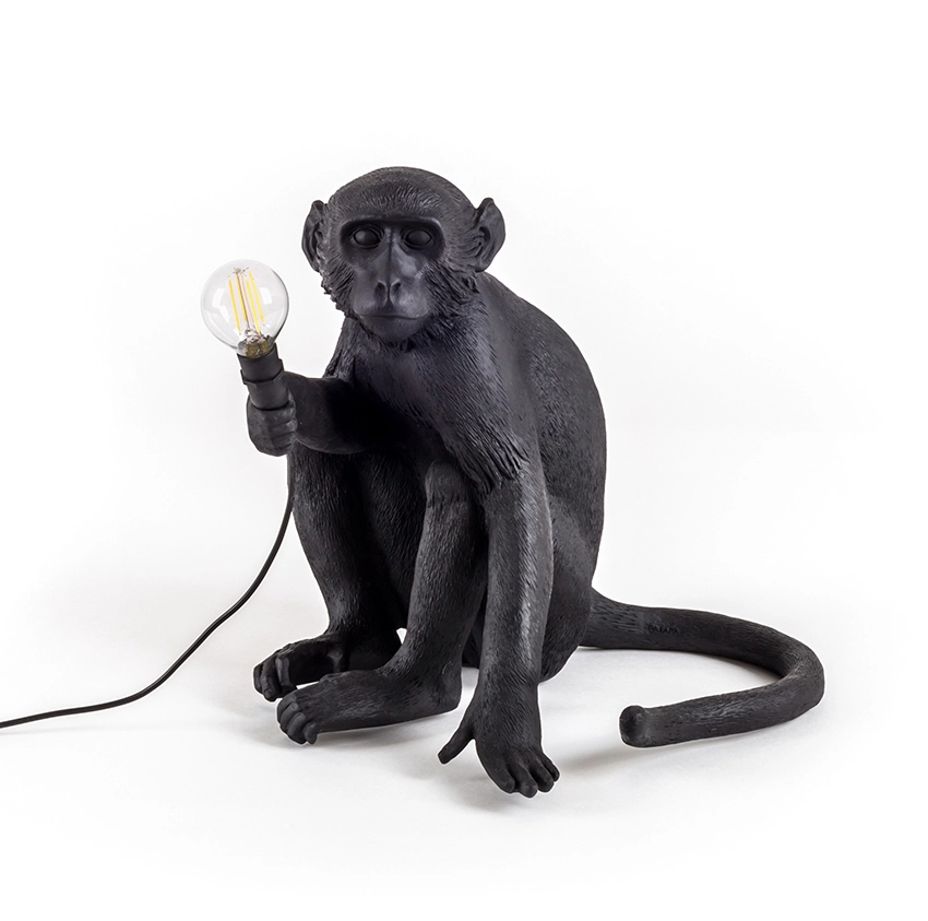 SELETTI lampe de table MONKEY LAMP à LED BLACK EDITION
