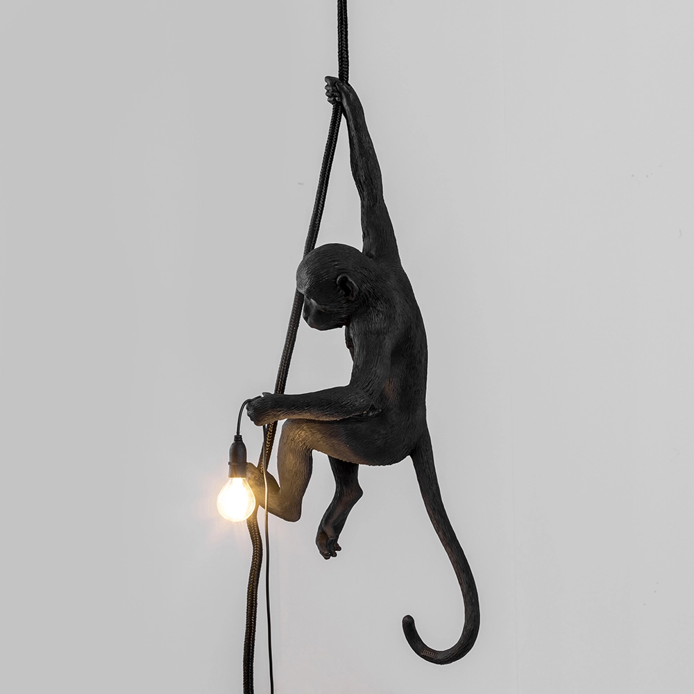 SELETTI lampe à suspension MONKEY LAMP à LED BLACK EDITION
