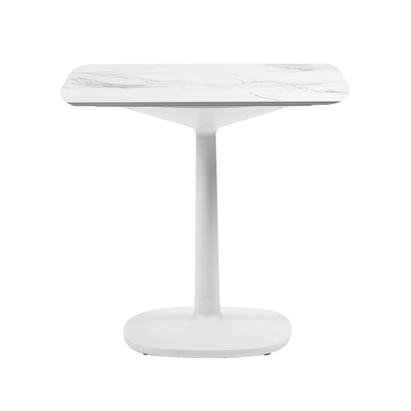 KARTELL table MULTIPLO avec plateau carré 99 cm arrondie et grande base carrée