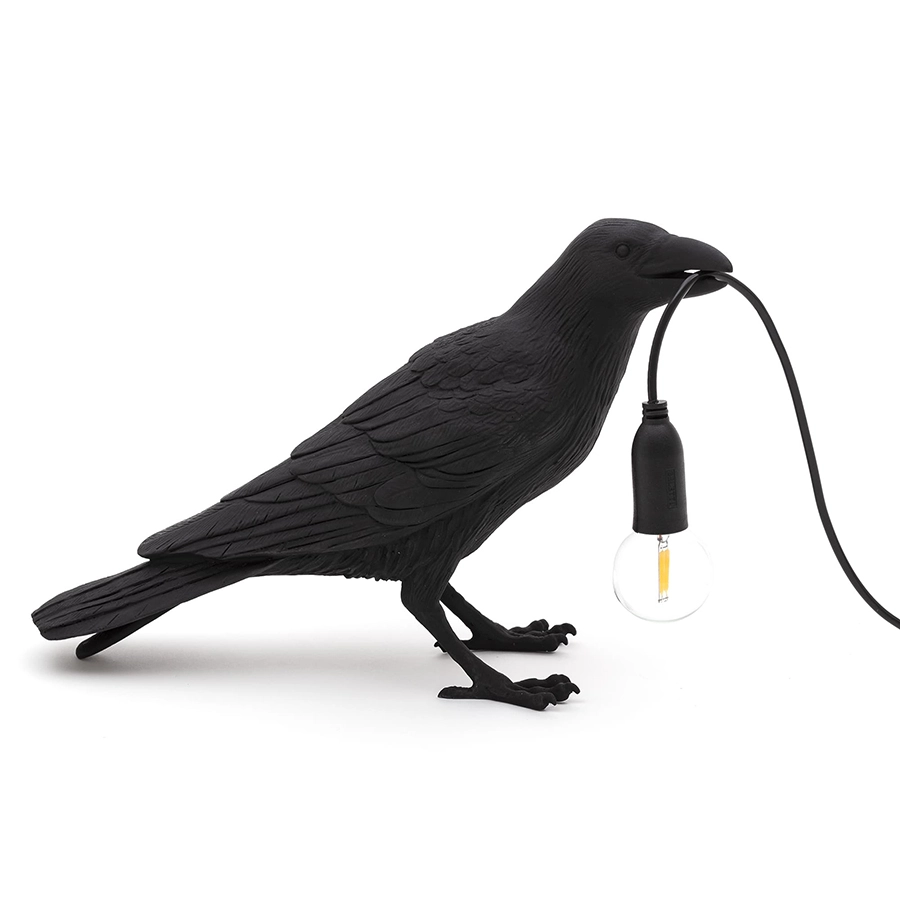 SELETTI lampe de table BIRD LAMP WAITING à LED BLACK EDITION