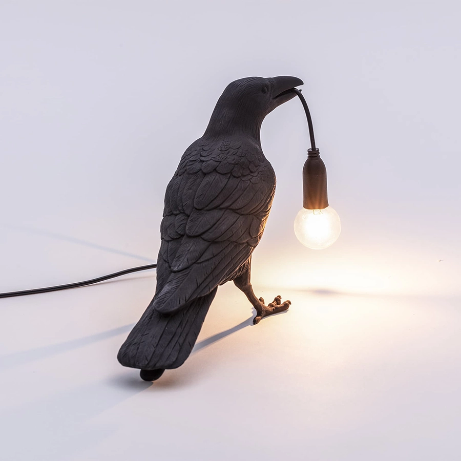 SELETTI lampe de table BIRD LAMP WAITING à LED BLACK EDITION
