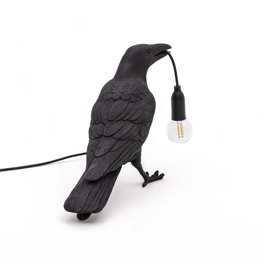 SELETTI lampe de table BIRD LAMP WAITING à LED BLACK EDITION