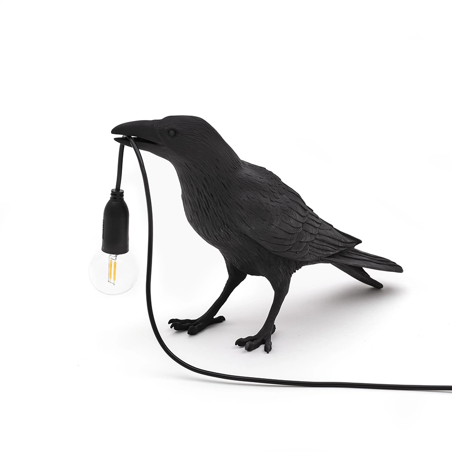 SELETTI lampe de table BIRD LAMP WAITING à LED BLACK EDITION