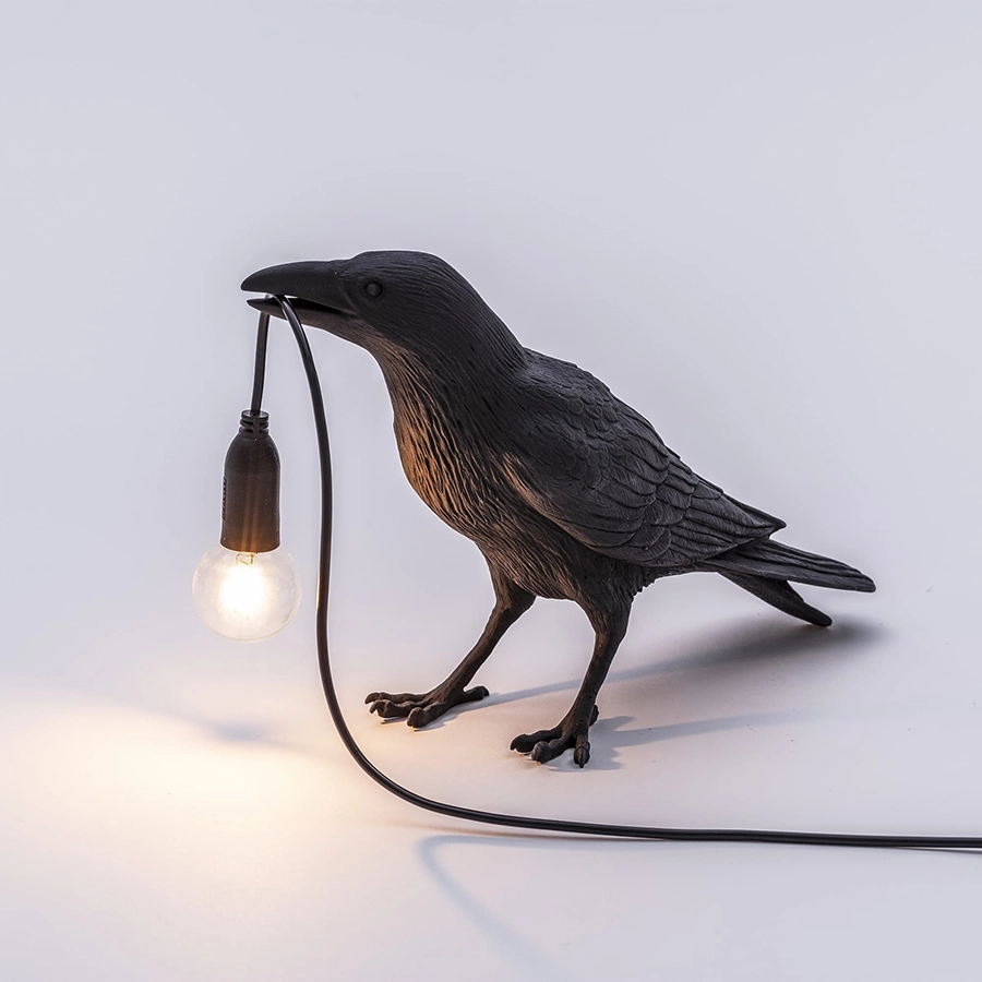 SELETTI lampe de table BIRD LAMP WAITING à LED BLACK EDITION