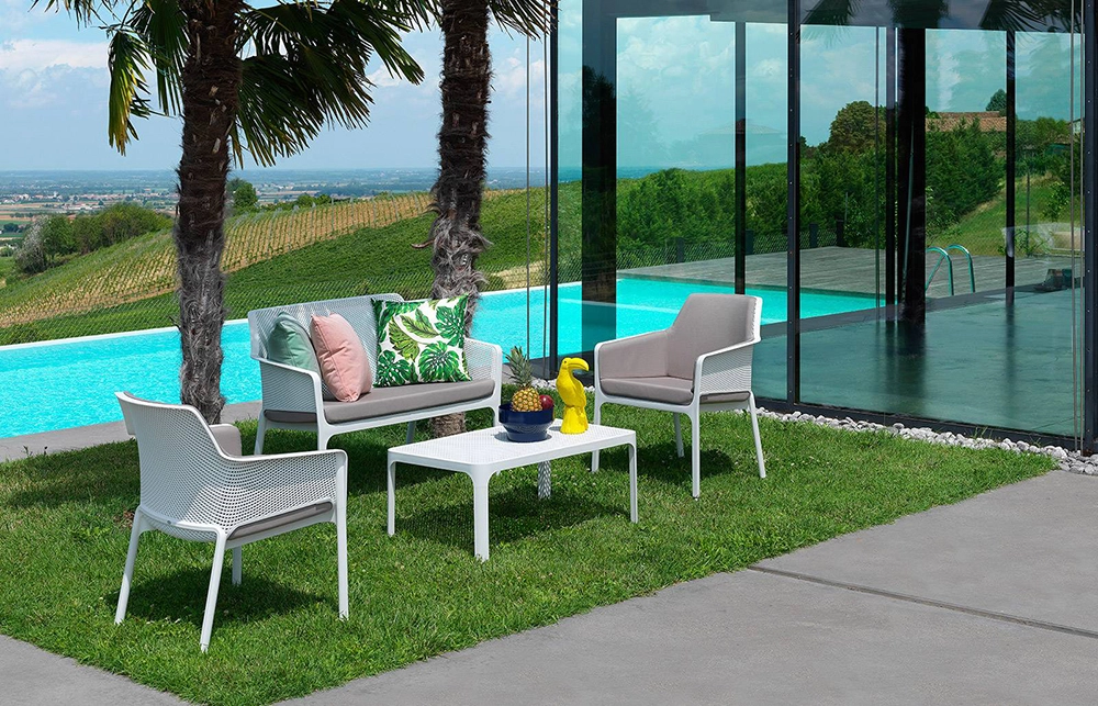 NARDI set de 4 chaises avec accoudoirs pour extérieur NET RELAX
