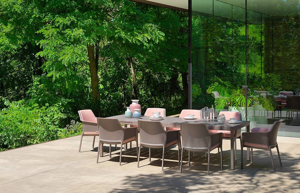 NARDI set de 4 chaises avec accoudoirs pour extérieur NET RELAX