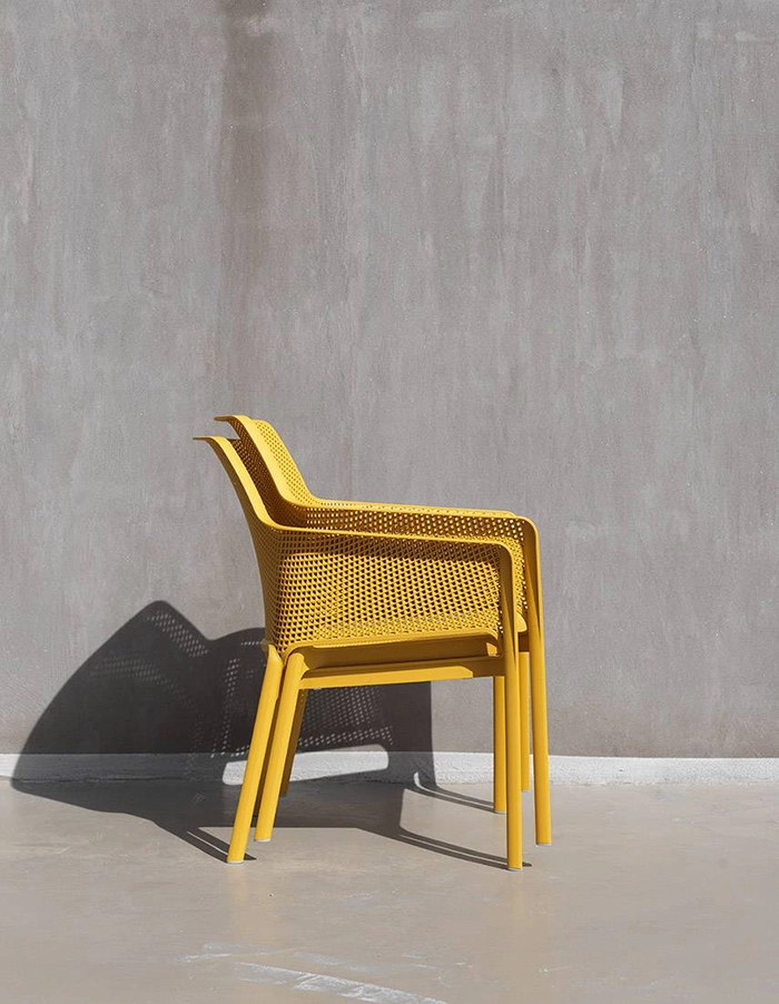 NARDI set de 4 chaises avec accoudoirs pour extérieur NET RELAX