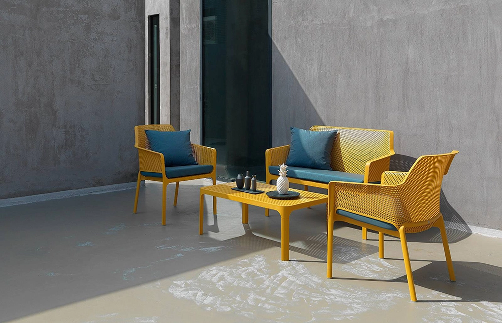 NARDI set de 4 chaises avec accoudoirs pour extérieur NET RELAX