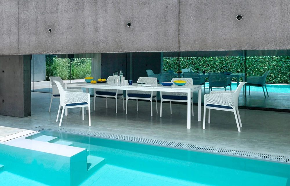 NARDI set de 4 chaises avec accoudoirs pour extérieur NET RELAX