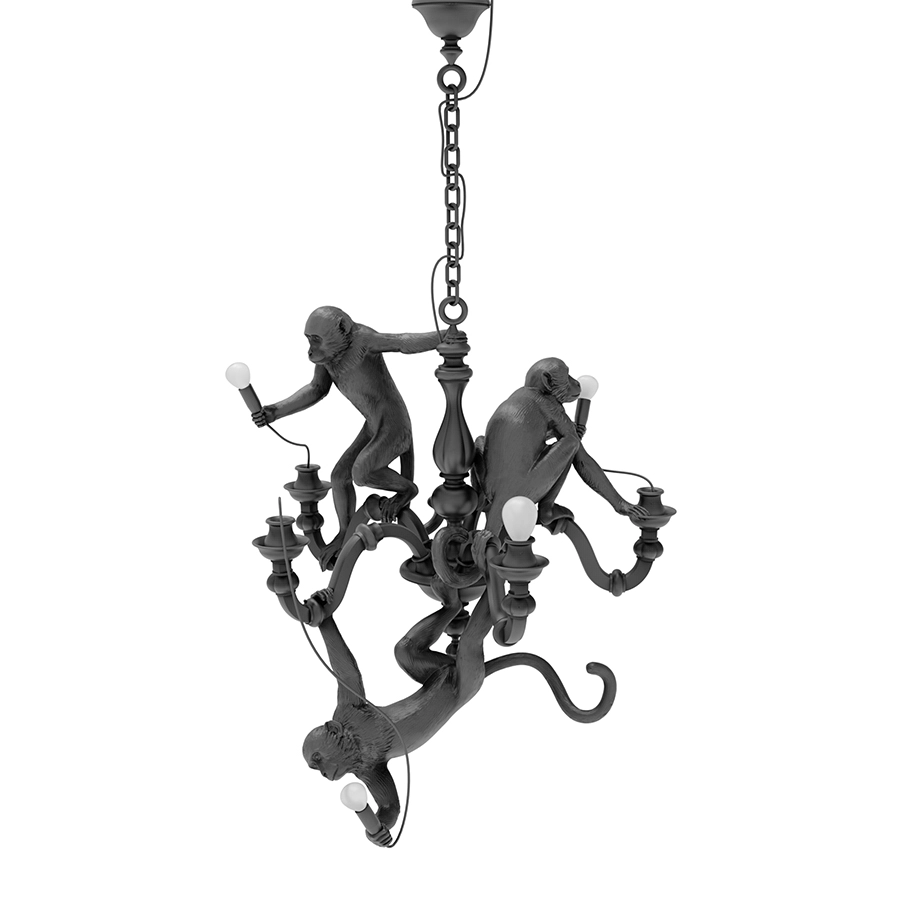 SELETTI lampe à suspension MONKEY CHANDELIER BLACK