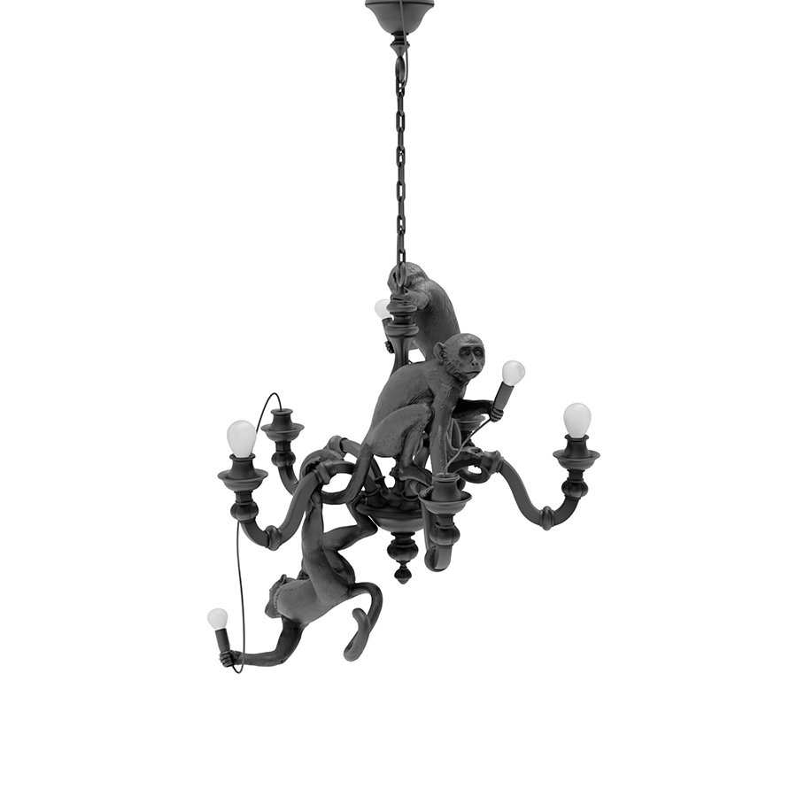 SELETTI lampe à suspension MONKEY CHANDELIER BLACK