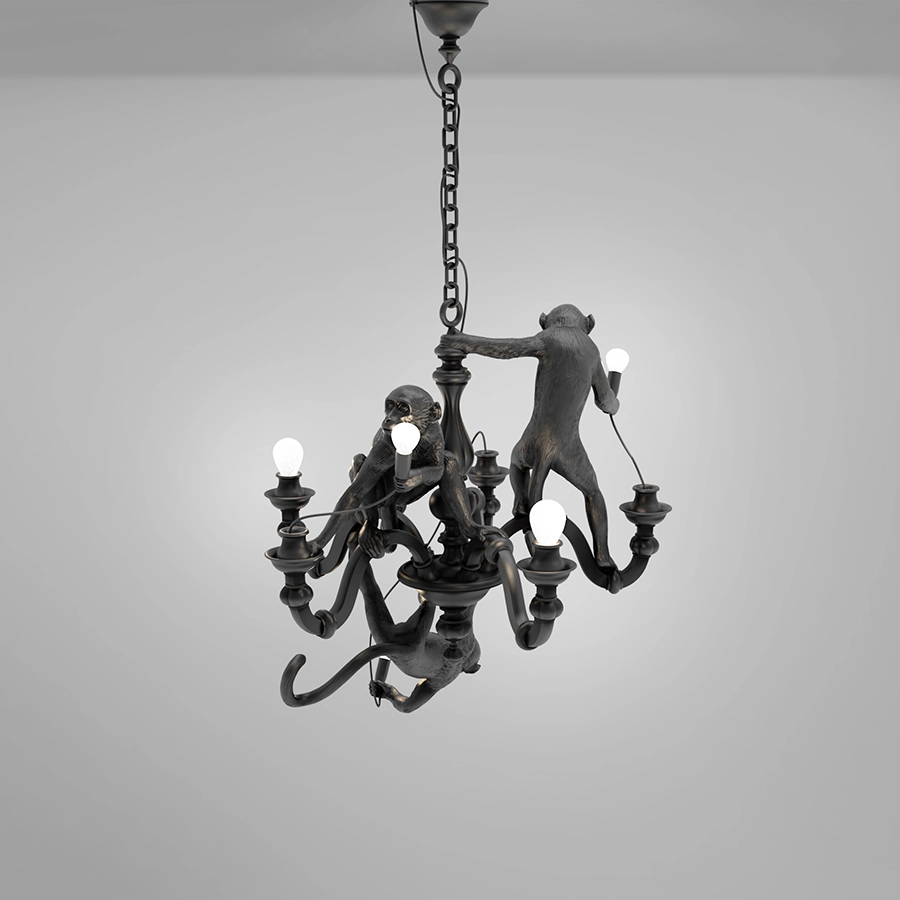 SELETTI lampe à suspension MONKEY CHANDELIER BLACK