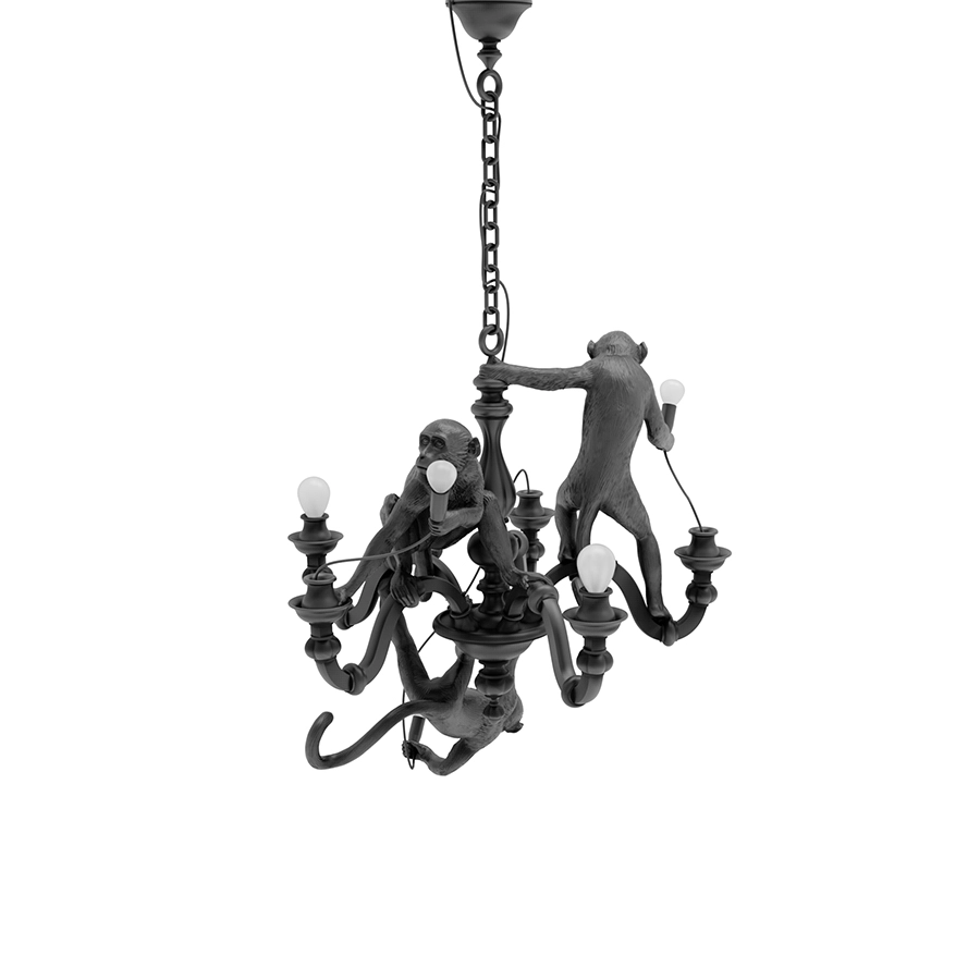 SELETTI lampe à suspension MONKEY CHANDELIER BLACK
