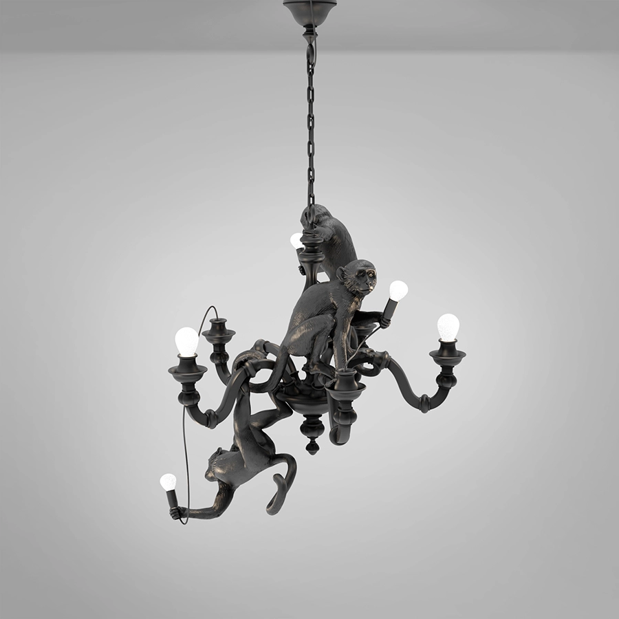 SELETTI lampe à suspension MONKEY CHANDELIER BLACK