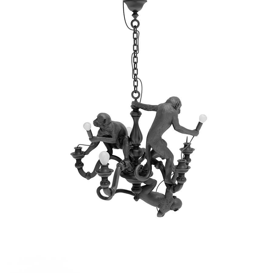 SELETTI lampe à suspension MONKEY CHANDELIER BLACK