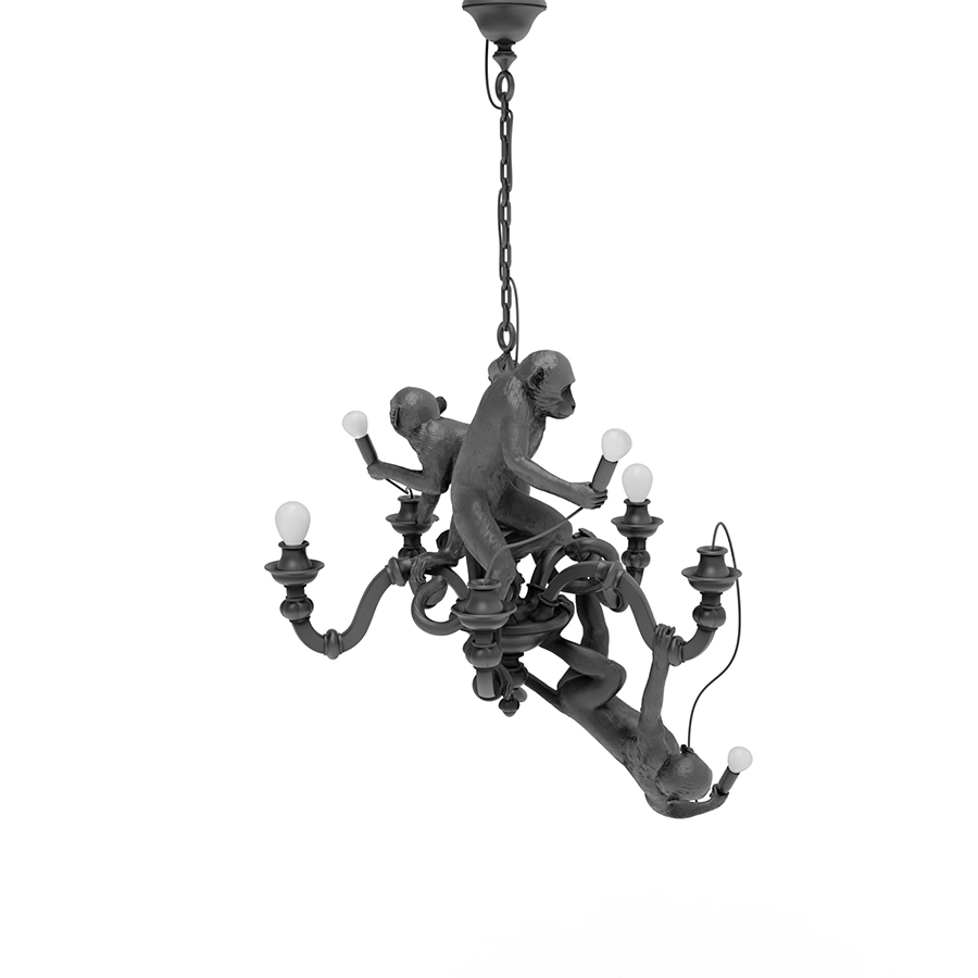 SELETTI lampe à suspension MONKEY CHANDELIER BLACK