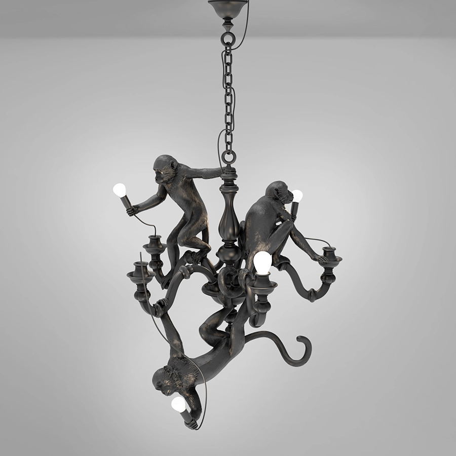 SELETTI lampe à suspension MONKEY CHANDELIER BLACK