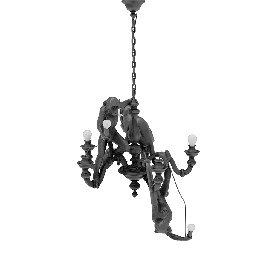 SELETTI lampe à suspension MONKEY CHANDELIER BLACK