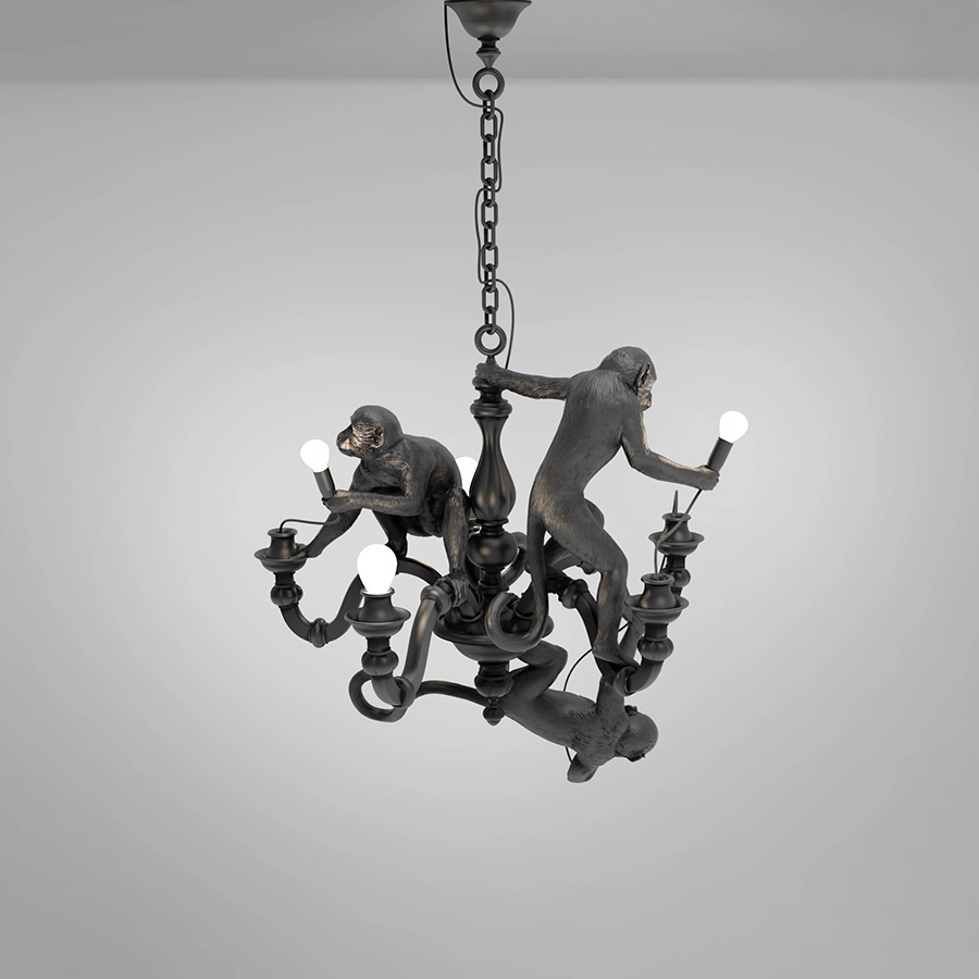 SELETTI lampe à suspension MONKEY CHANDELIER BLACK
