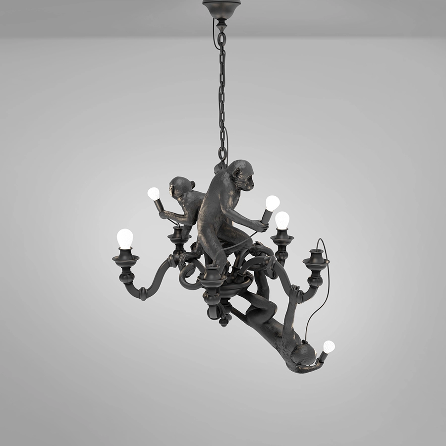 SELETTI lampe à suspension MONKEY CHANDELIER BLACK