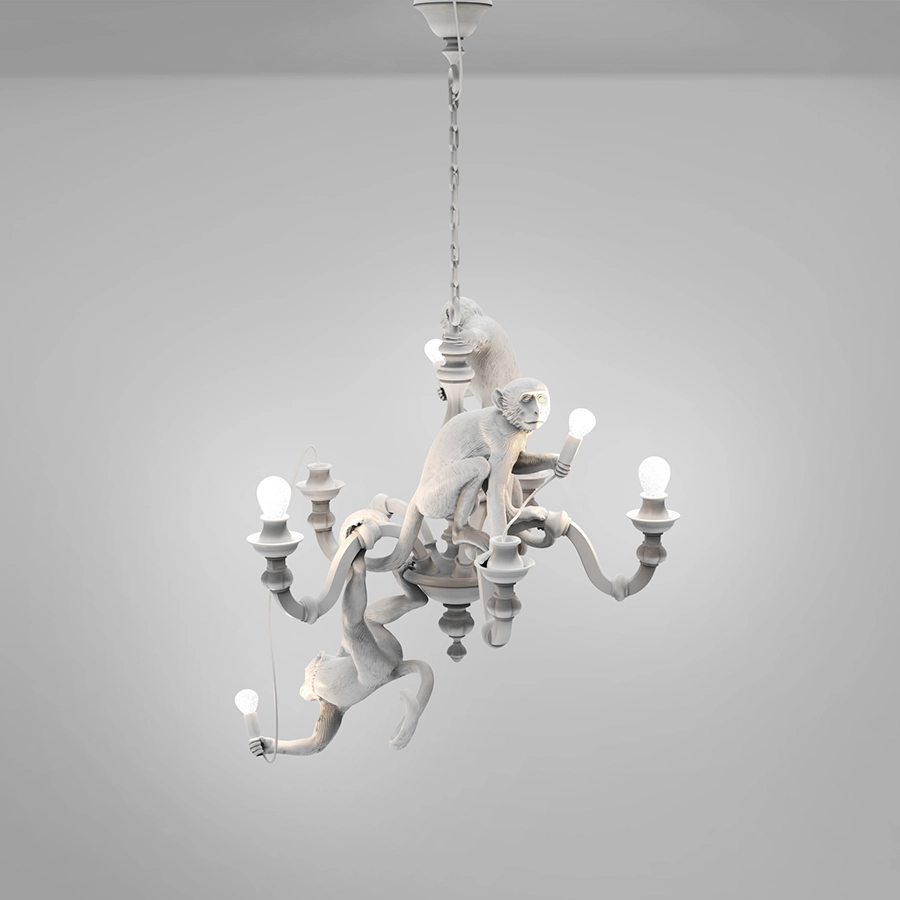 SELETTI lampe à suspension MONKEY CHANDELIER WHITE