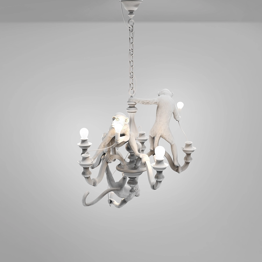 SELETTI lampe à suspension MONKEY CHANDELIER WHITE
