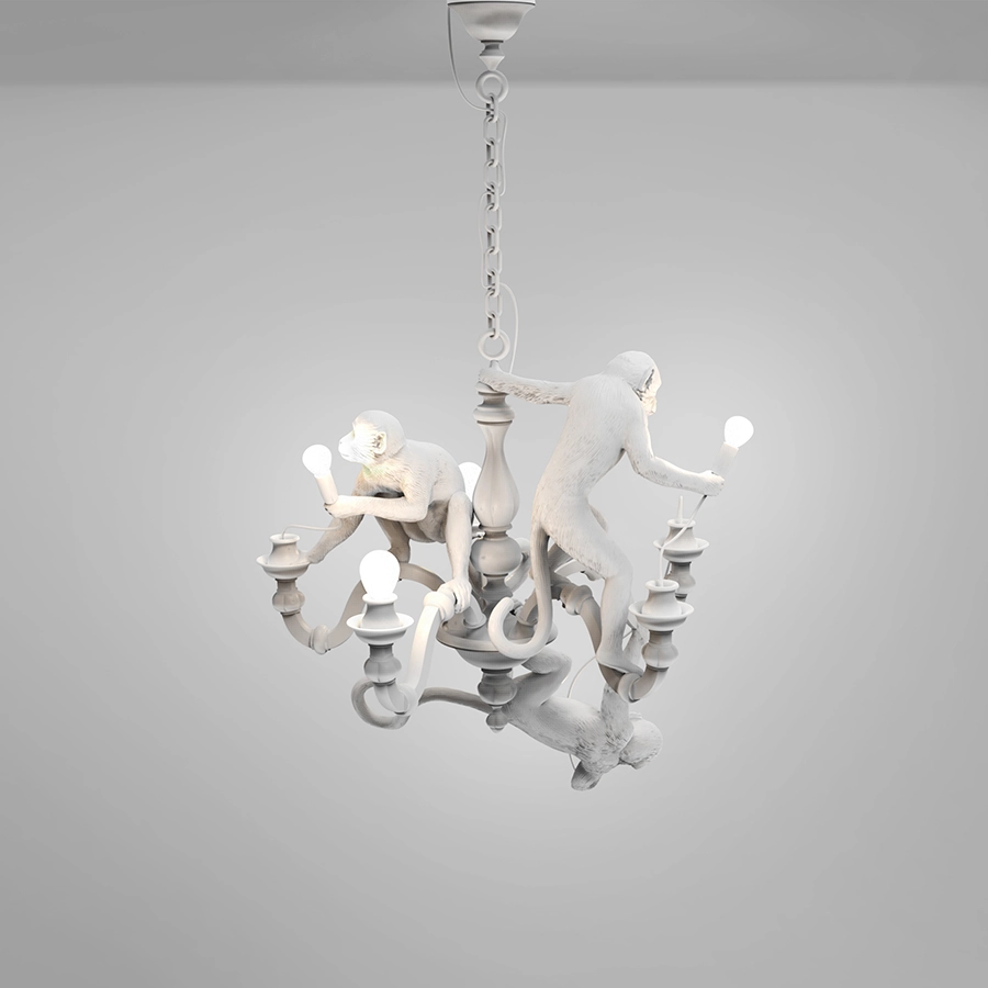 SELETTI lampe à suspension MONKEY CHANDELIER WHITE
