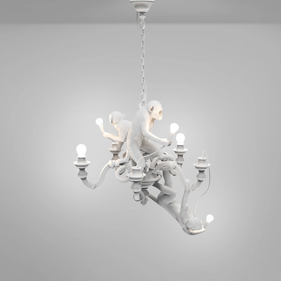 SELETTI lampe à suspension MONKEY CHANDELIER WHITE