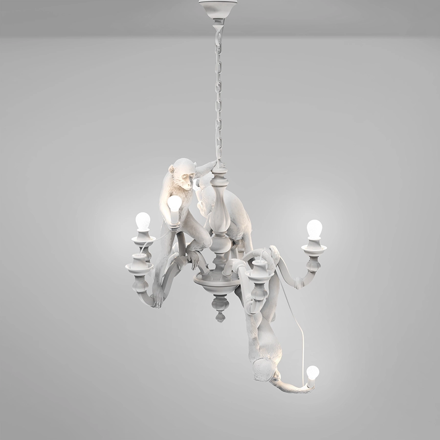 SELETTI lampe à suspension MONKEY CHANDELIER WHITE