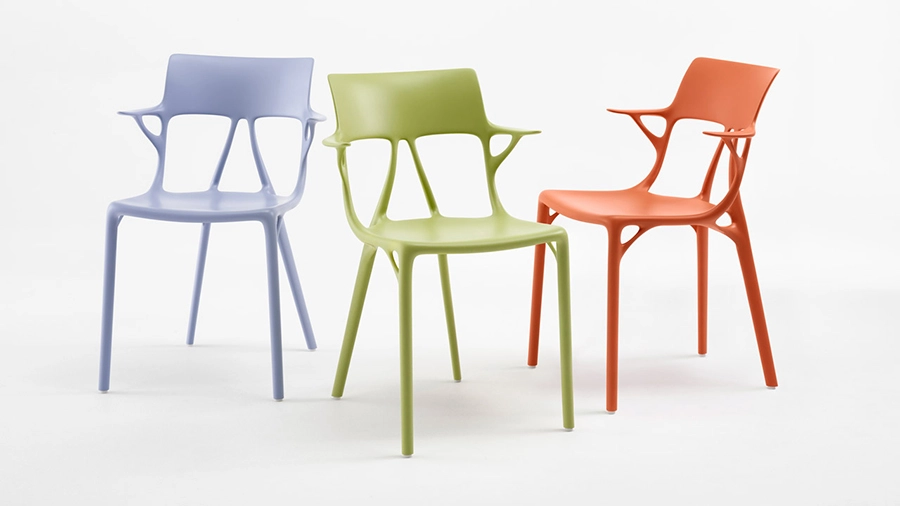 KARTELL set de 2 chaises avec accoudoirs AI - THE FIRST CHAIR CREATED BY A.I.