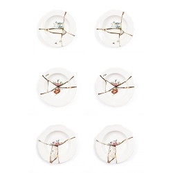 SELETTI set de 6 assiettes bols de soupe KINTSUGI
