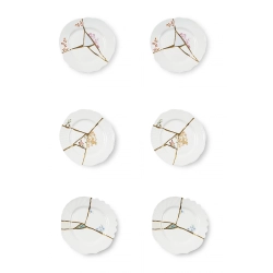 SELETTI set de 6 assiettes de dessert KINTSUGI