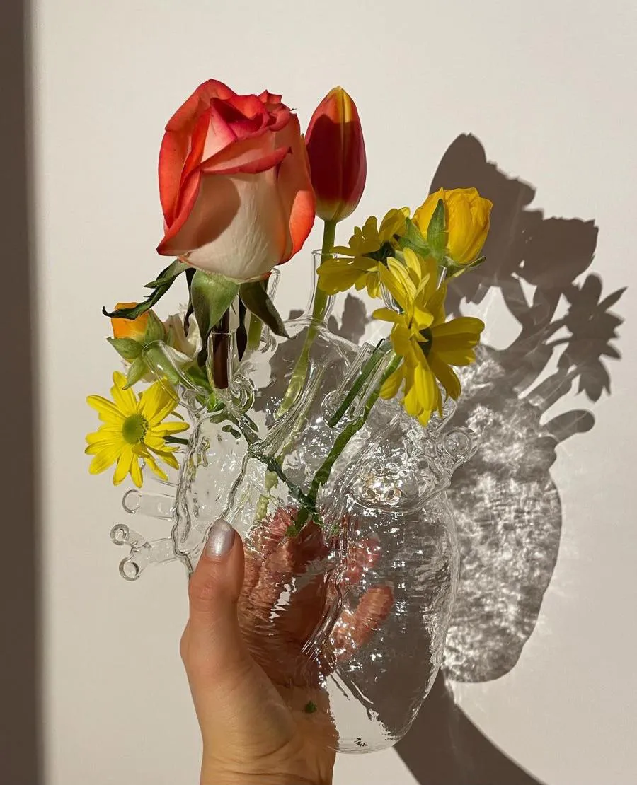 SELETTI vase en forme de coeur LOVE IN BLOOM GLASS